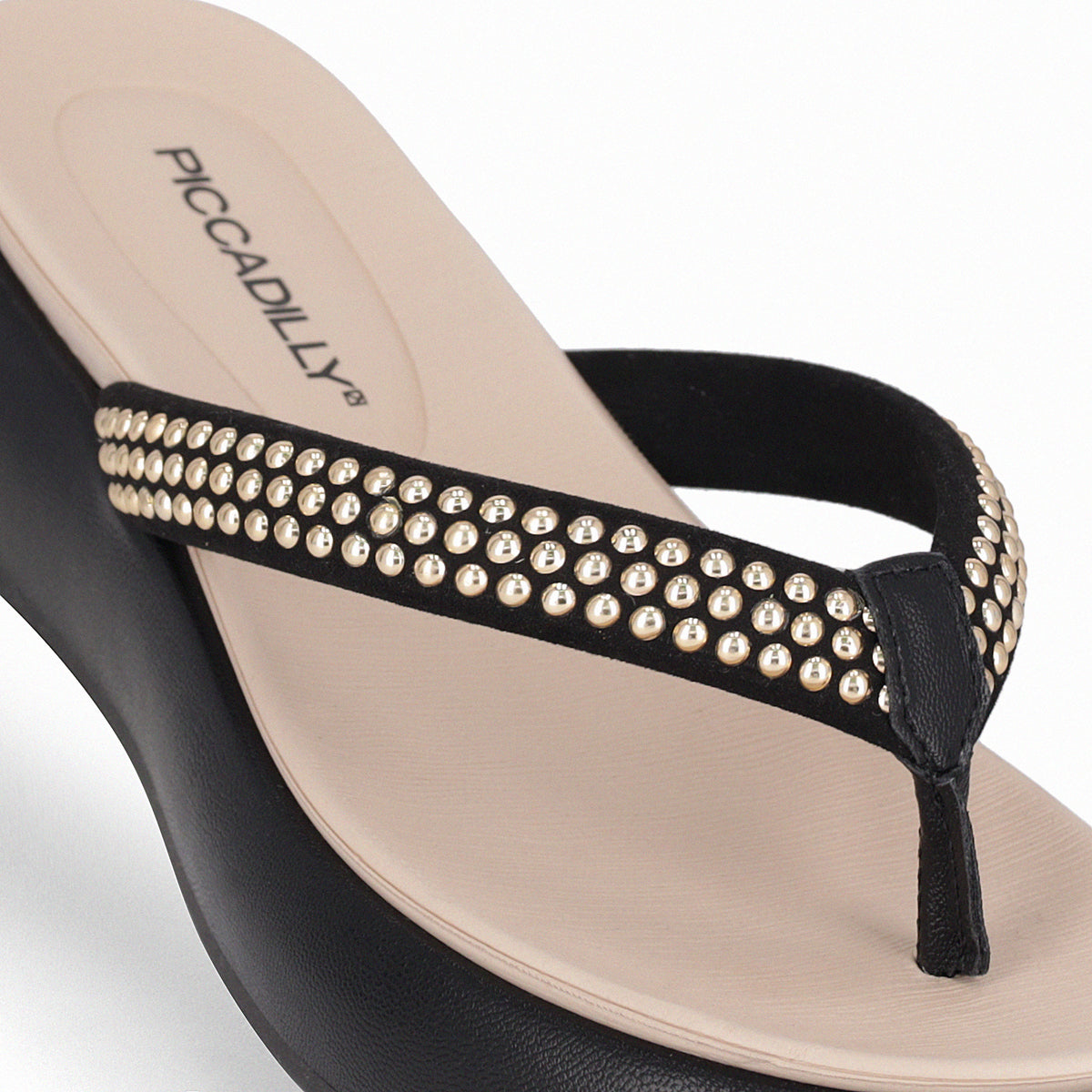 Sandalia Mujer Negro/Dorado Sol 815 Piccadilly