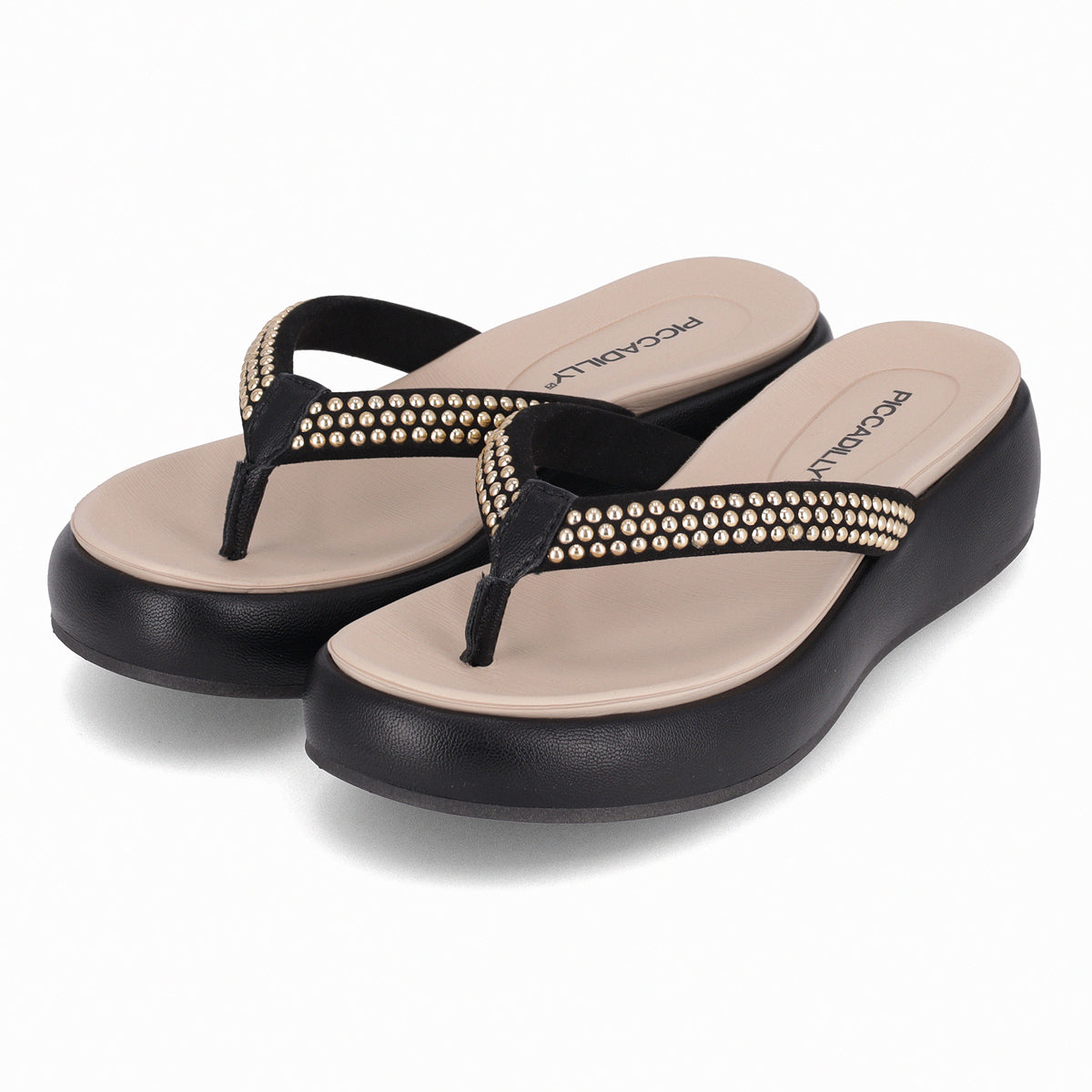 Sandalia Mujer Negro/Dorado Sol 815 Piccadilly