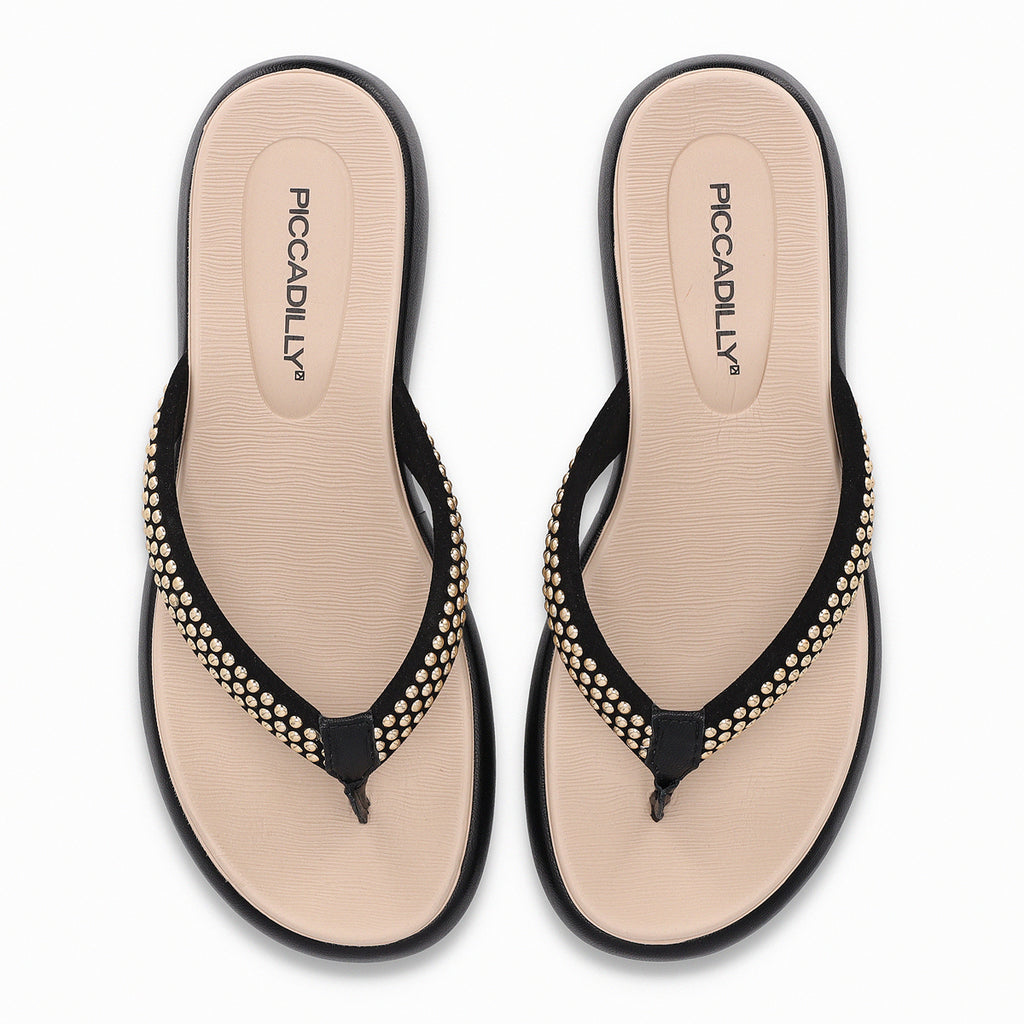 Sandalia Mujer Negro/Dorado Sol 815 Piccadilly