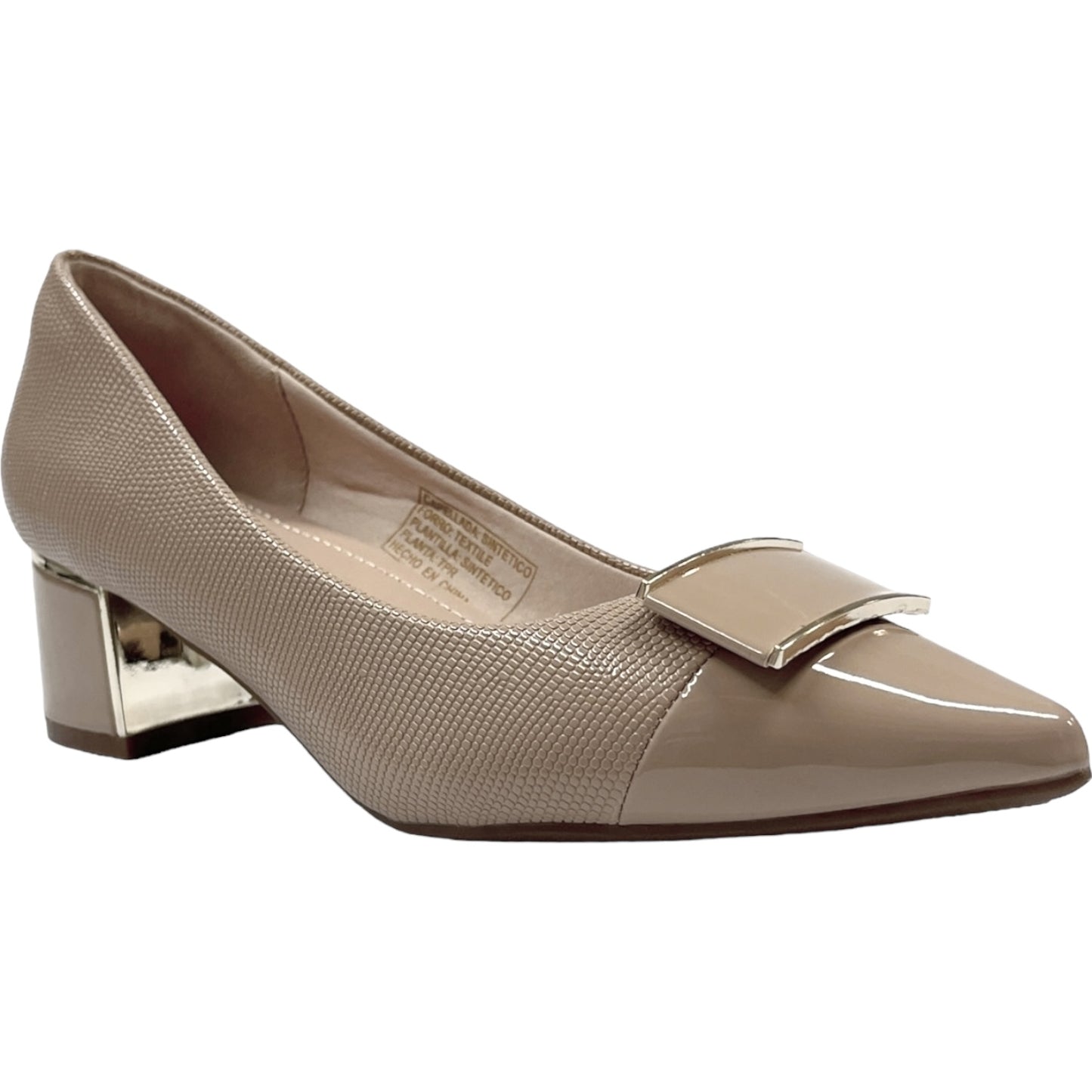 Zapato Mujer Beige Taco Medio Coco Detogni