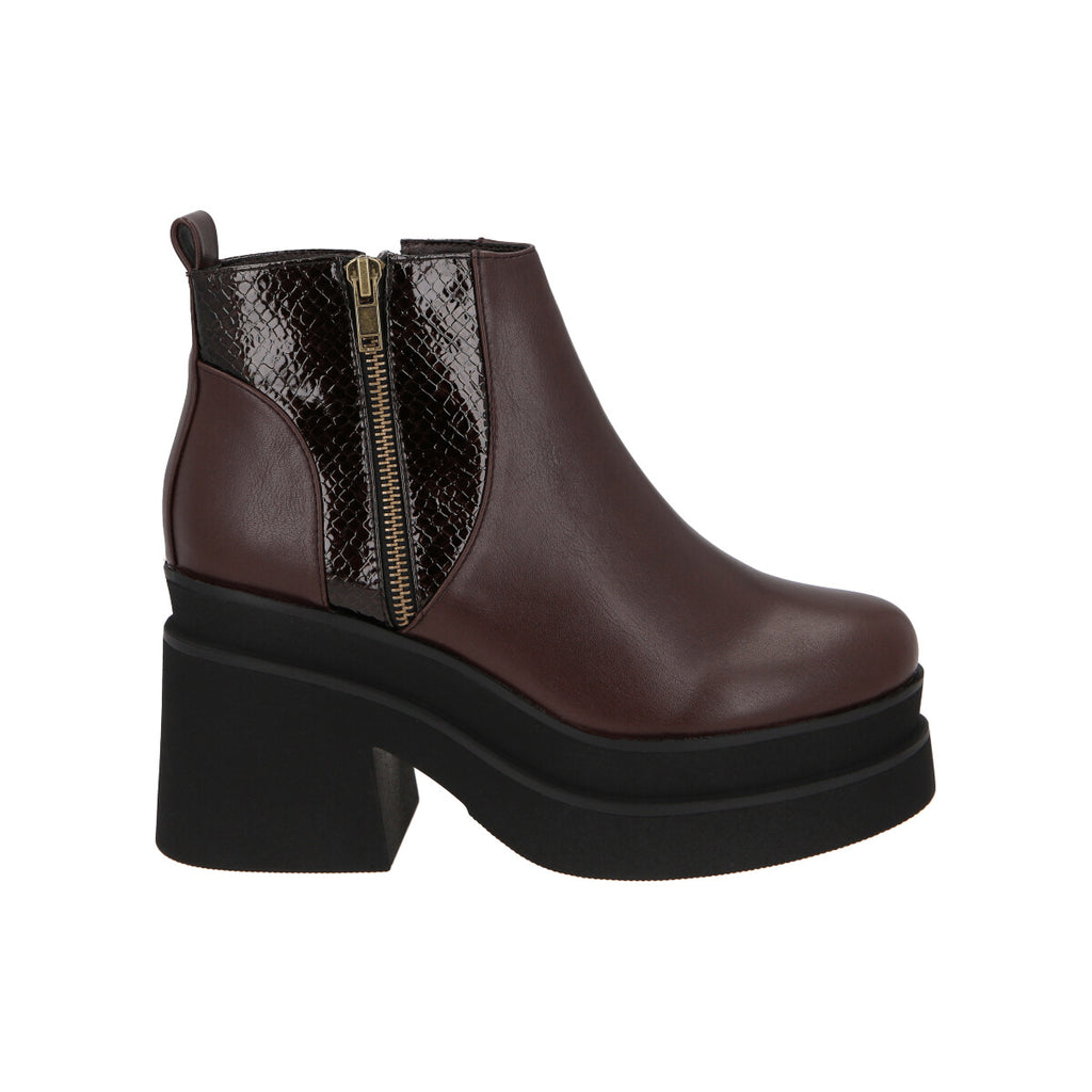 Botin Mujer Burdeo Plataforma Yoice  Police