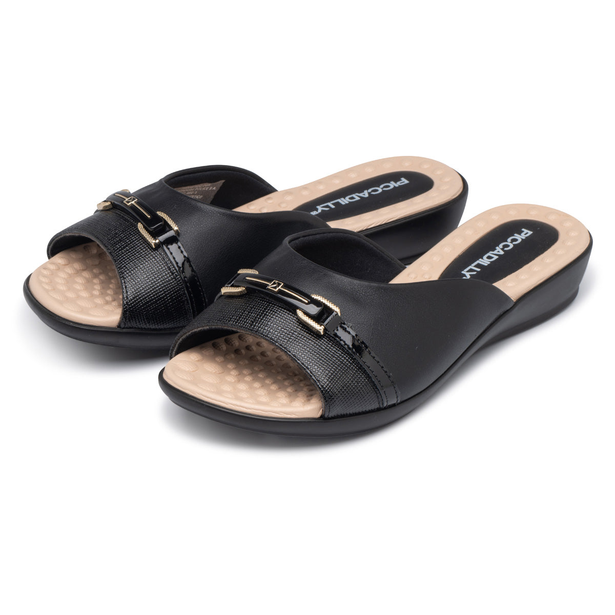 Sandalia Mujer Negro/Dorado Camila 197 Píccadilly