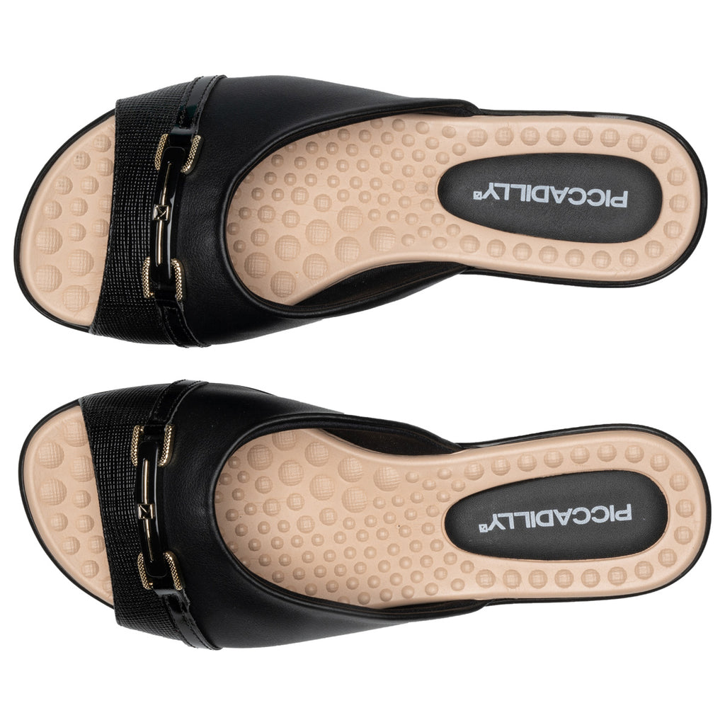 Sandalia Mujer Negro/Dorado Camila 197 Píccadilly