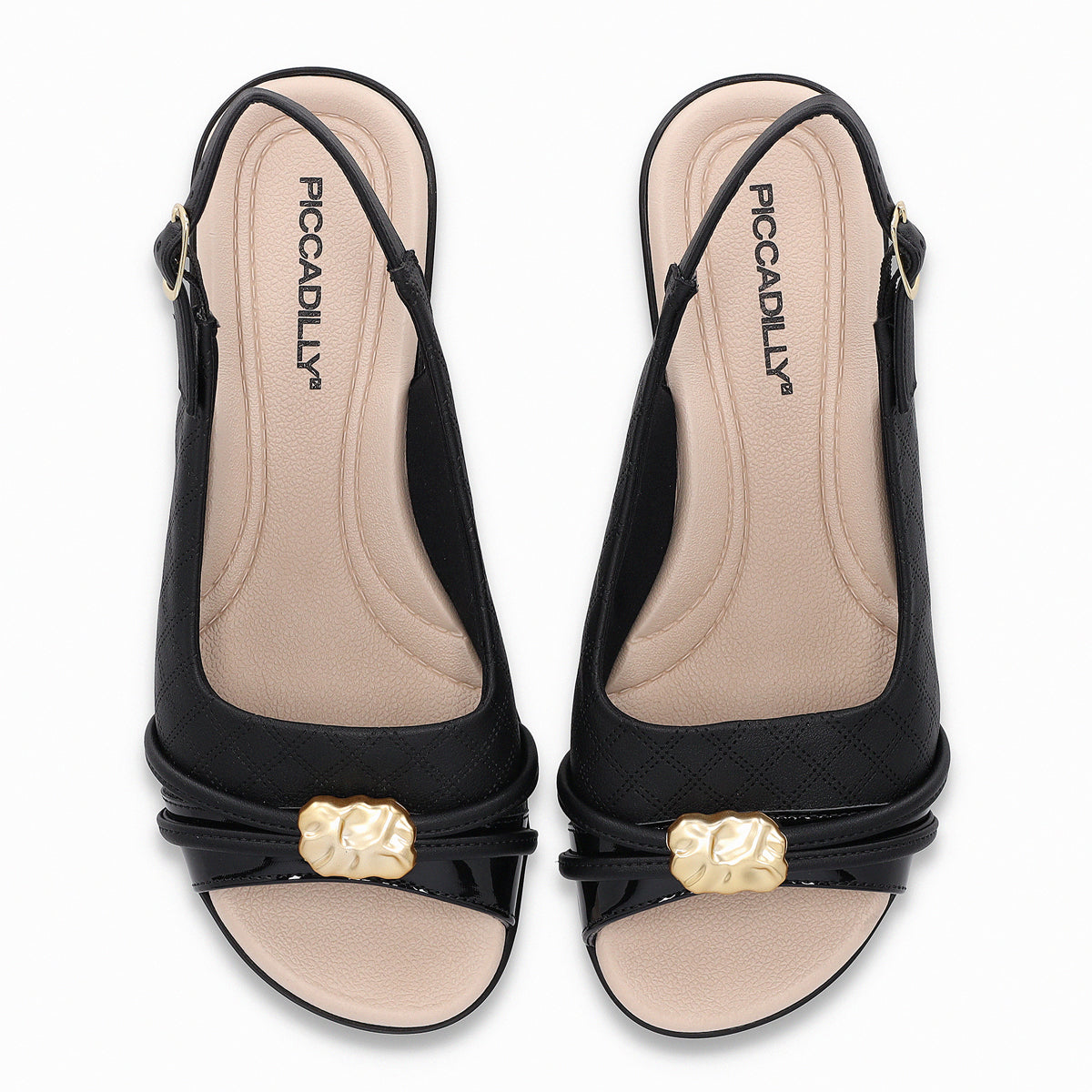 Sandalia Mujer Negro/Dorado Camila 0125 Piccadilly