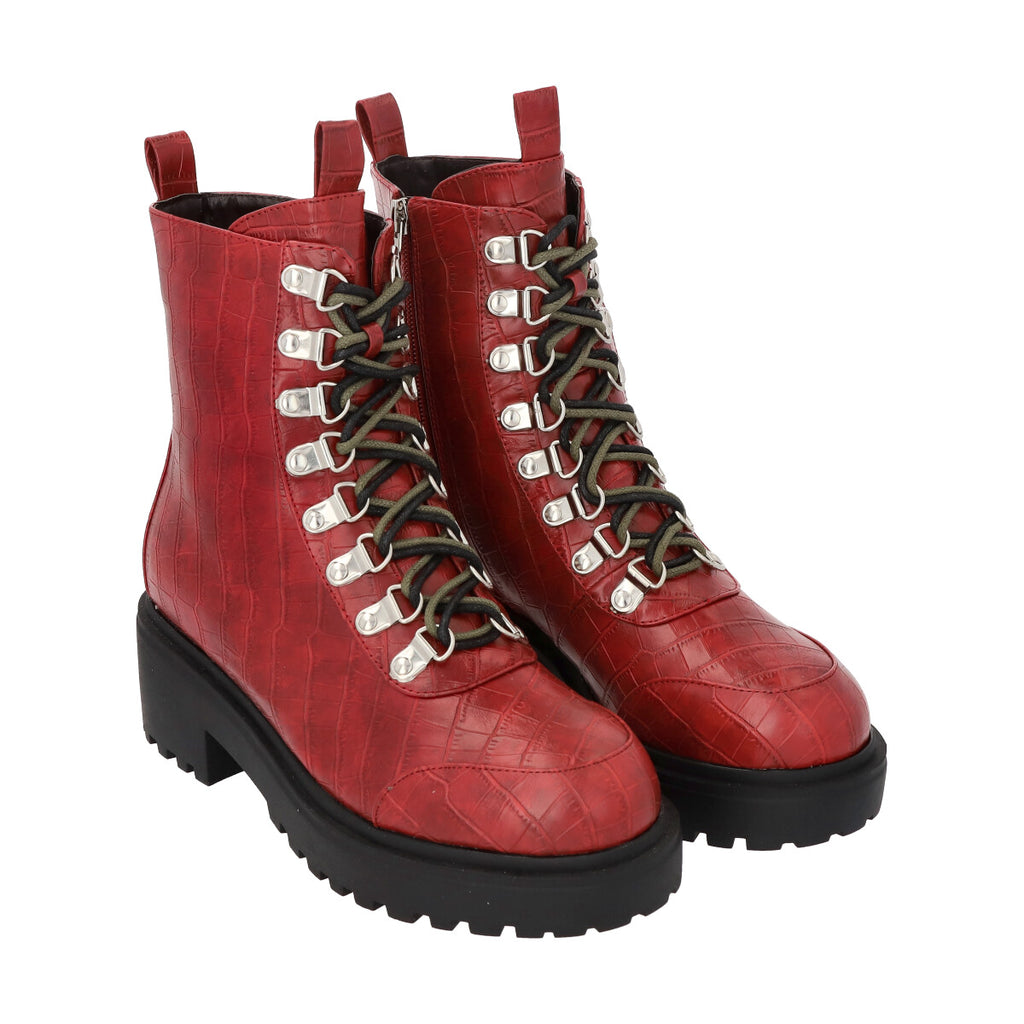 Botin Rojo Mujer Plataforma London 46 Police