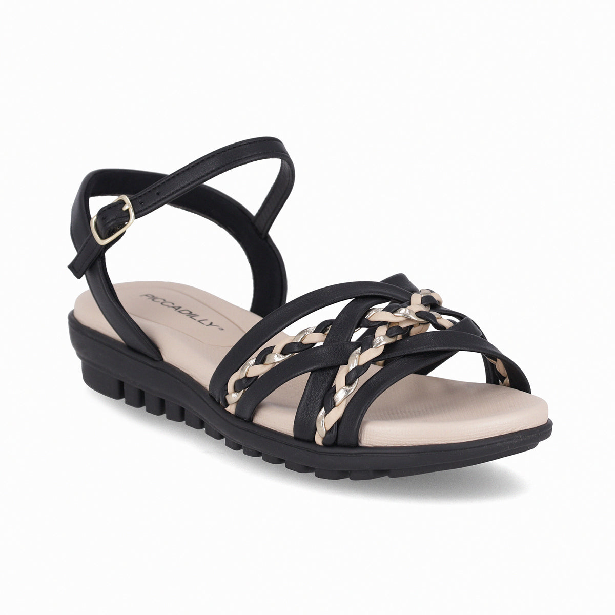 Sandalia Mujer Negro Anabela Piccadilly