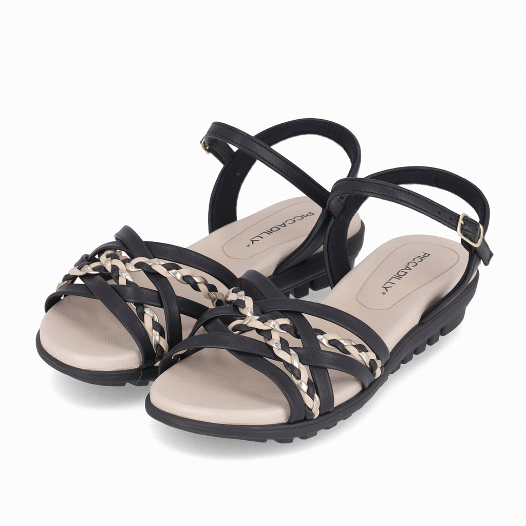 Sandalia Mujer Negro Anabela Piccadilly