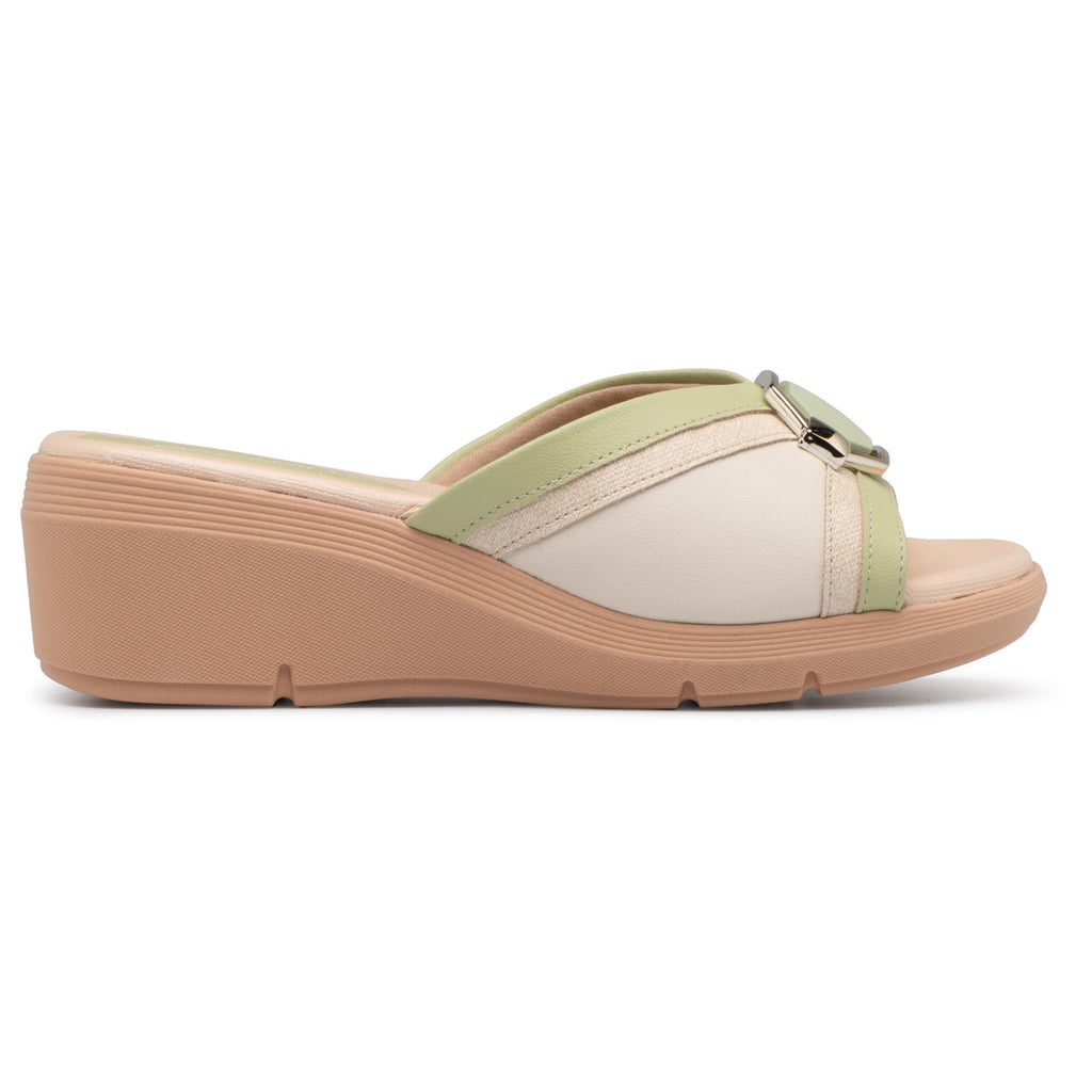 Sandalia Mujer Anabela Cecilia Marfil/verde 547 Piccadilly