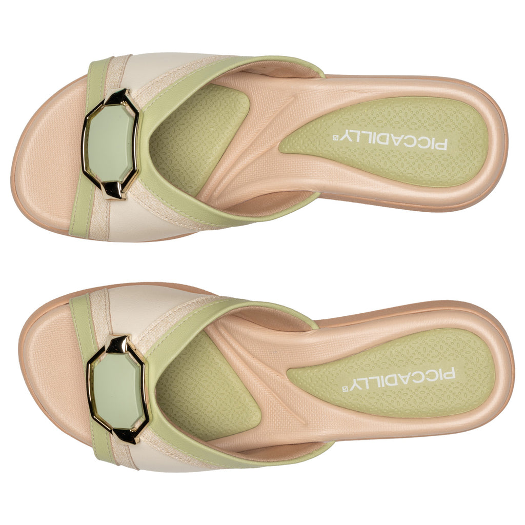 Sandalia Mujer Anabela Cecilia Marfil/verde 547 Piccadilly