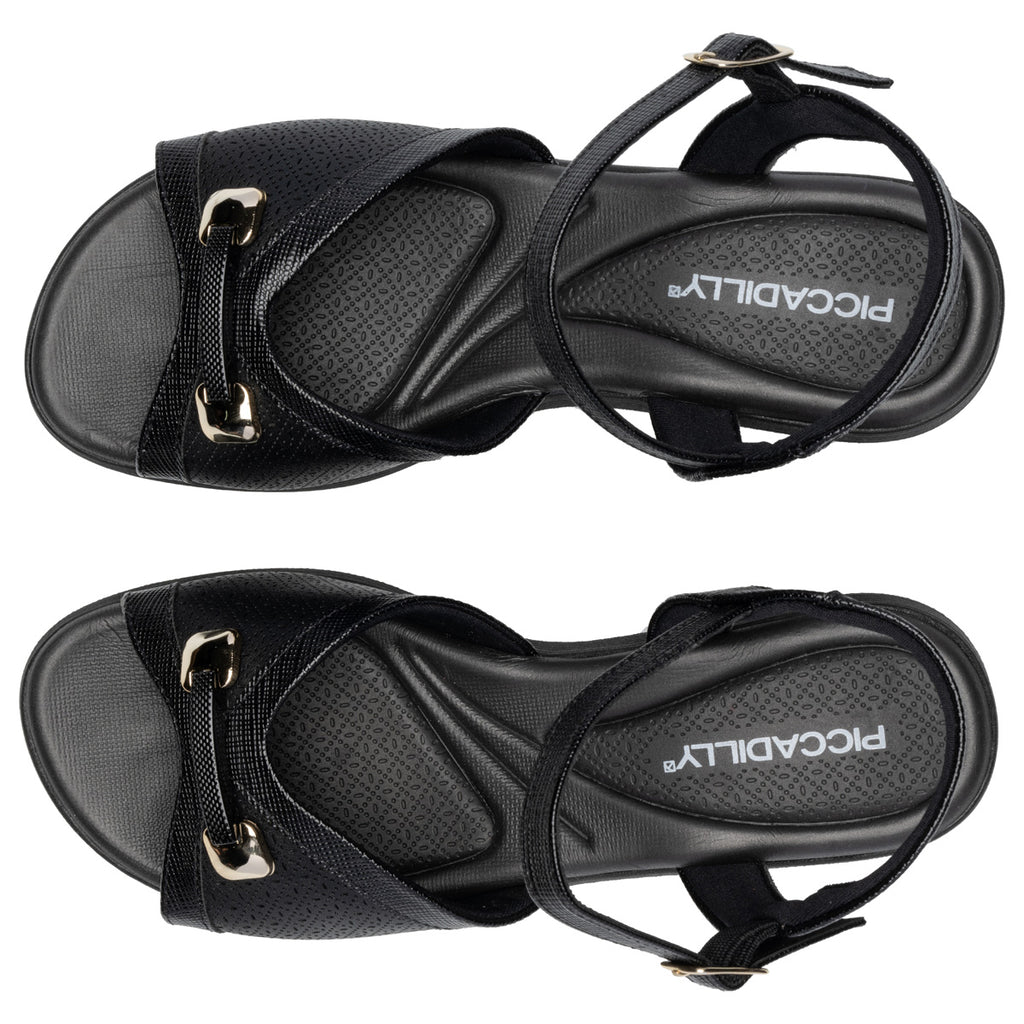 Sandalia Mujer Anabela Cecilia Negro 499 Piccadilly