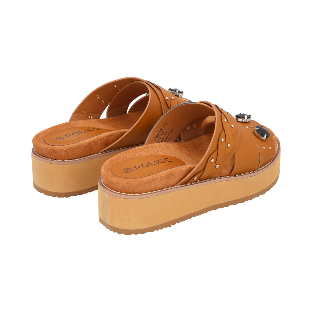 Sandalia Mujer Camel Plataforma Baltik Police