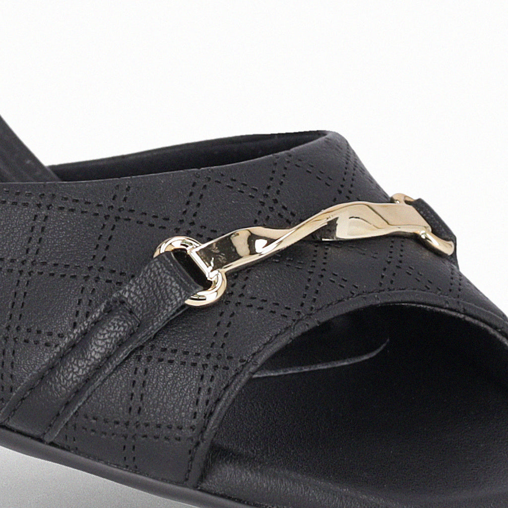 Sandalia Mujer Negro/Dorado Renee Piccadilly