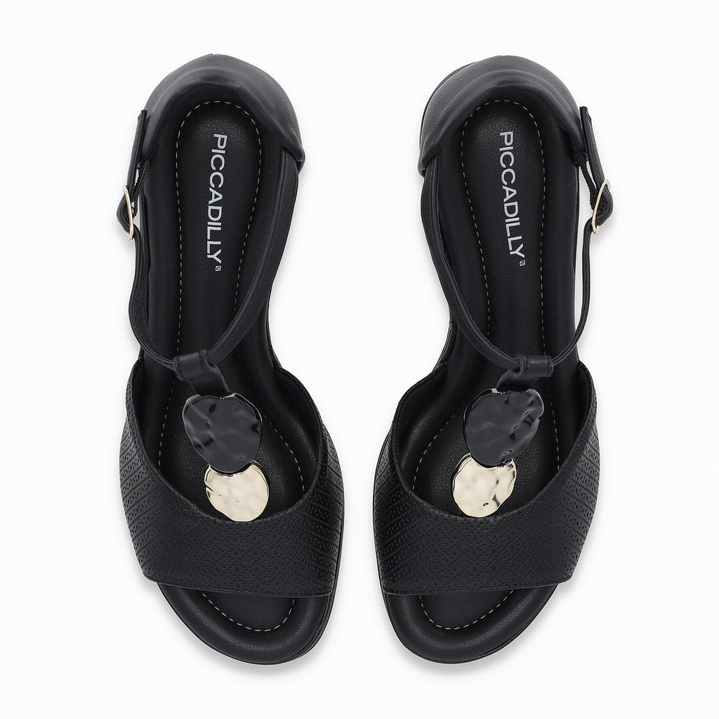 Sandalia Mujer Negro/Dorado Paola 516  Piccadilly