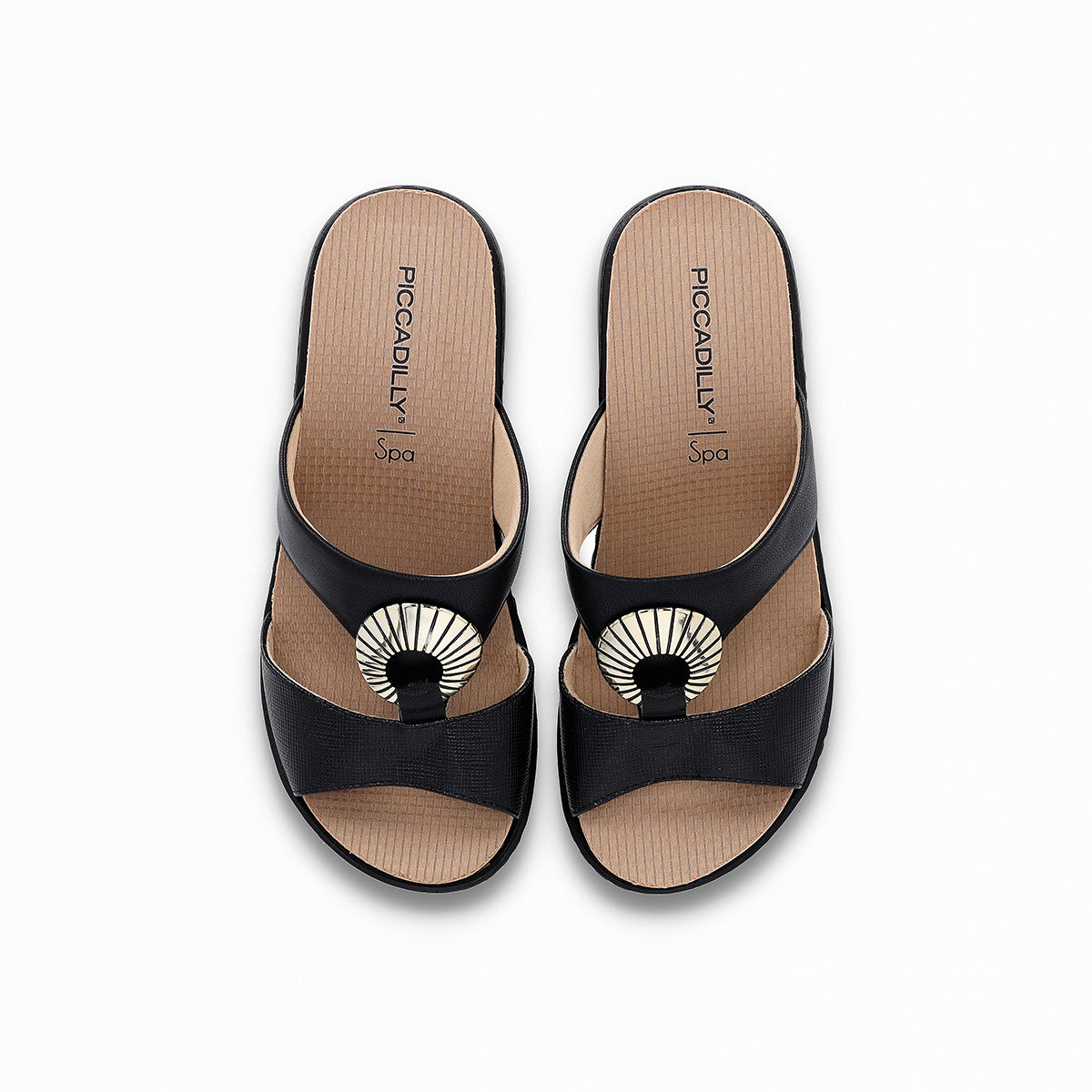 Sandalia Mujer Negro  Anabela/Hebilla SPA Piccadilly