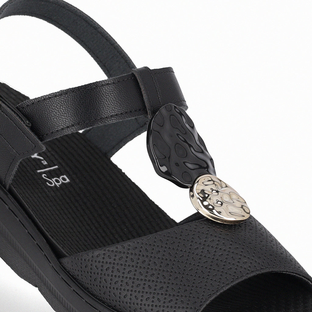 Sandalia Mujer Negro SPA Anabela 38  Piccadilly