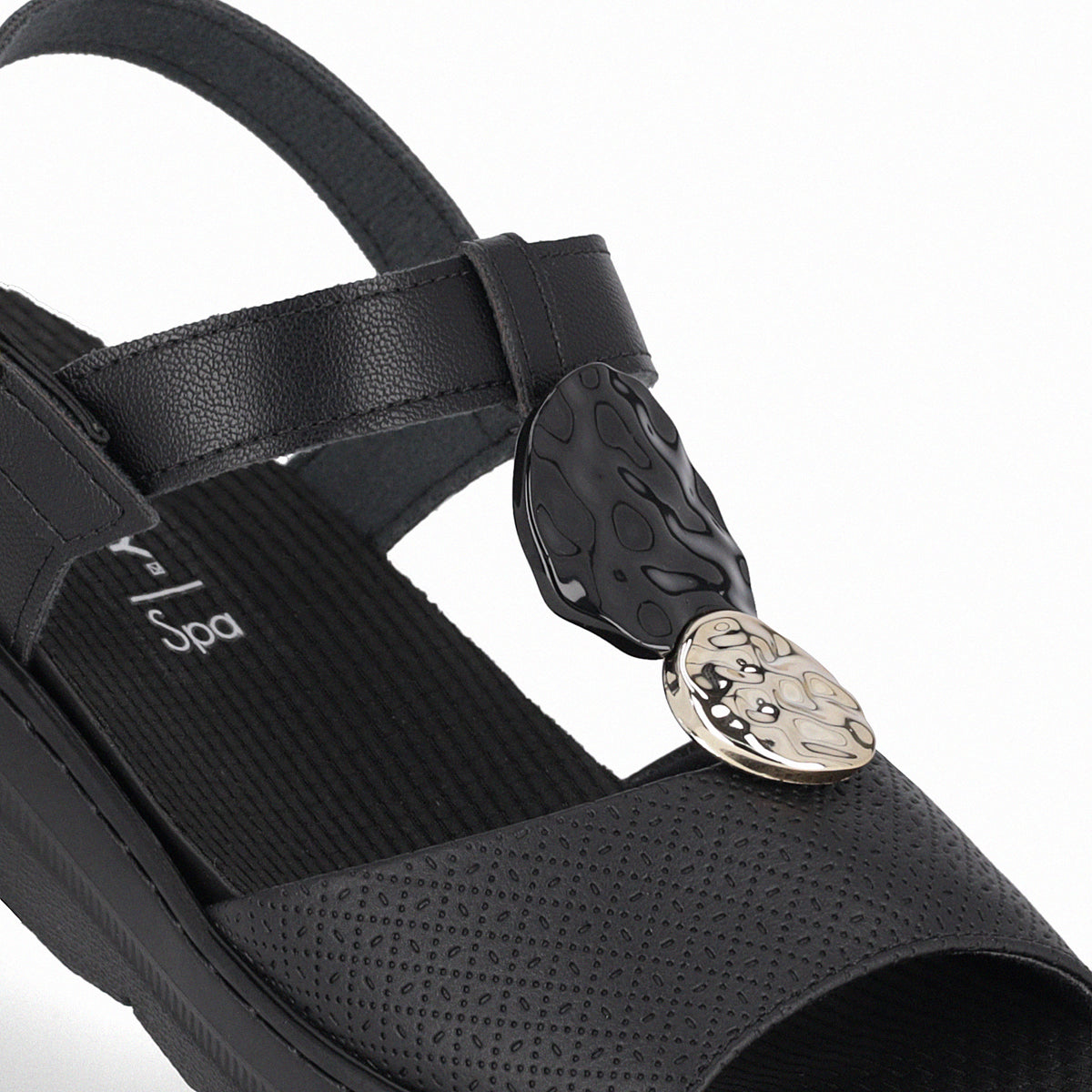 Sandalia Mujer Negro SPA Anabela 38  Piccadilly