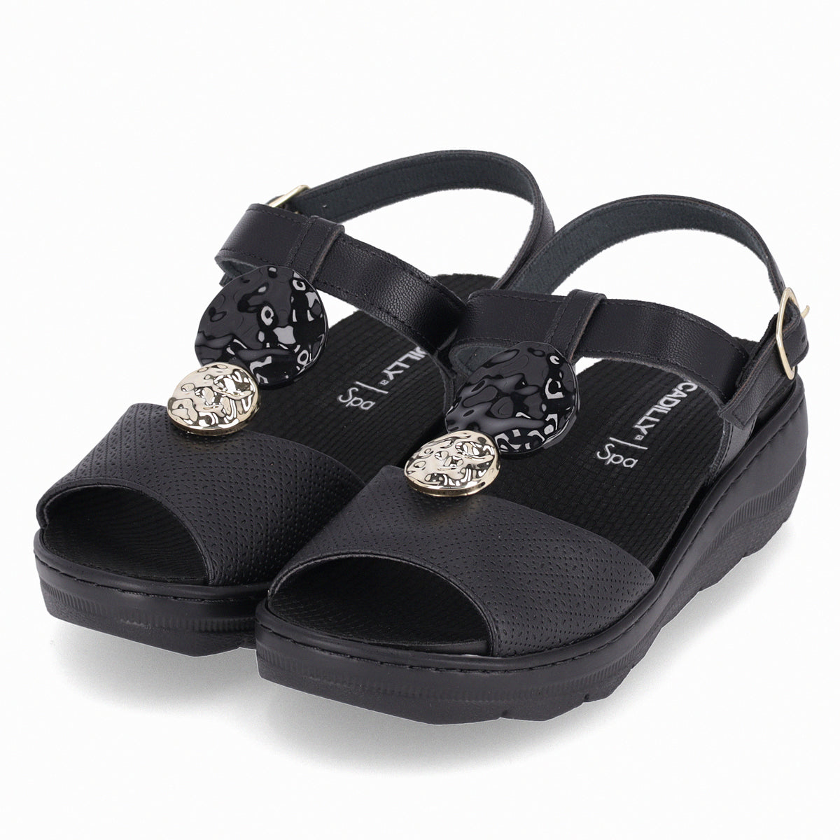 Sandalia Mujer Negro SPA Anabela 38  Piccadilly