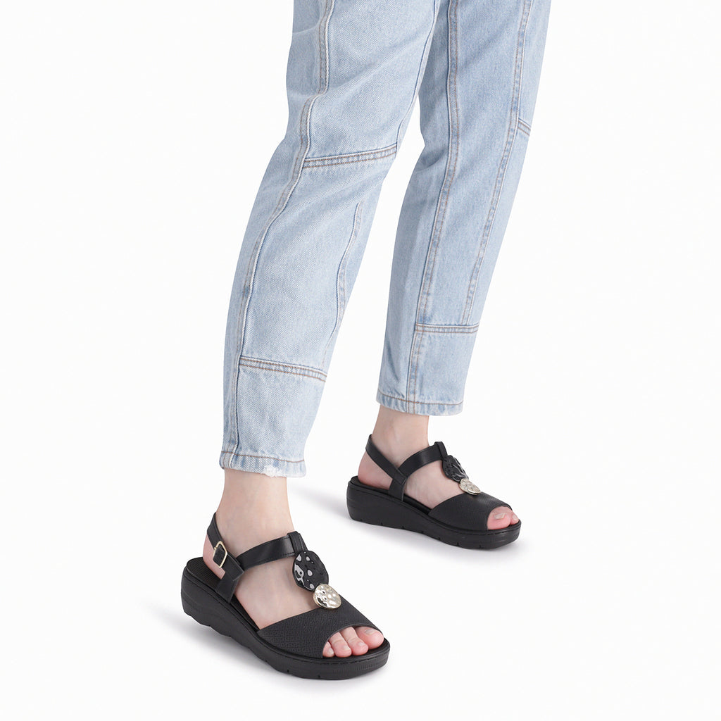 Sandalia Mujer Negro SPA Anabela 38  Piccadilly