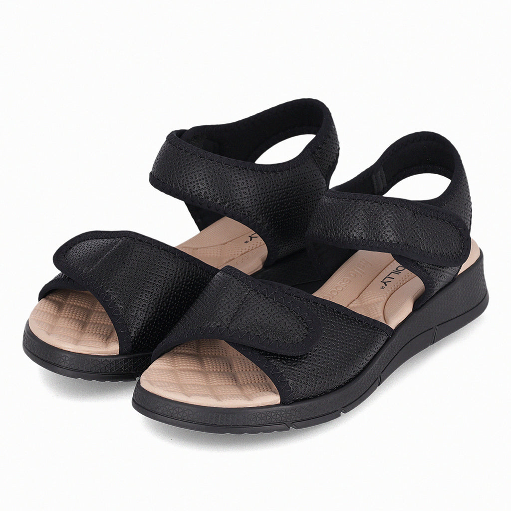 Sandalia Mujer Negro Espolón Anabela Piccadilly