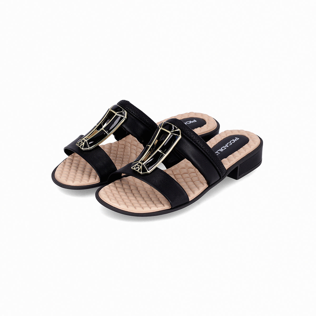 Sandalia Mujer Dorado/Negro Taila Piccadilly