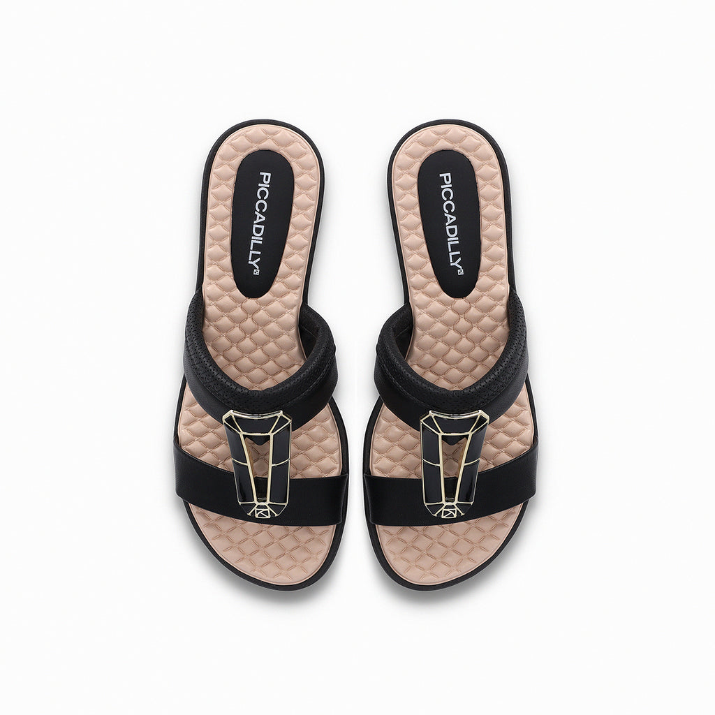 Sandalia Mujer Dorado/Negro Taila Piccadilly