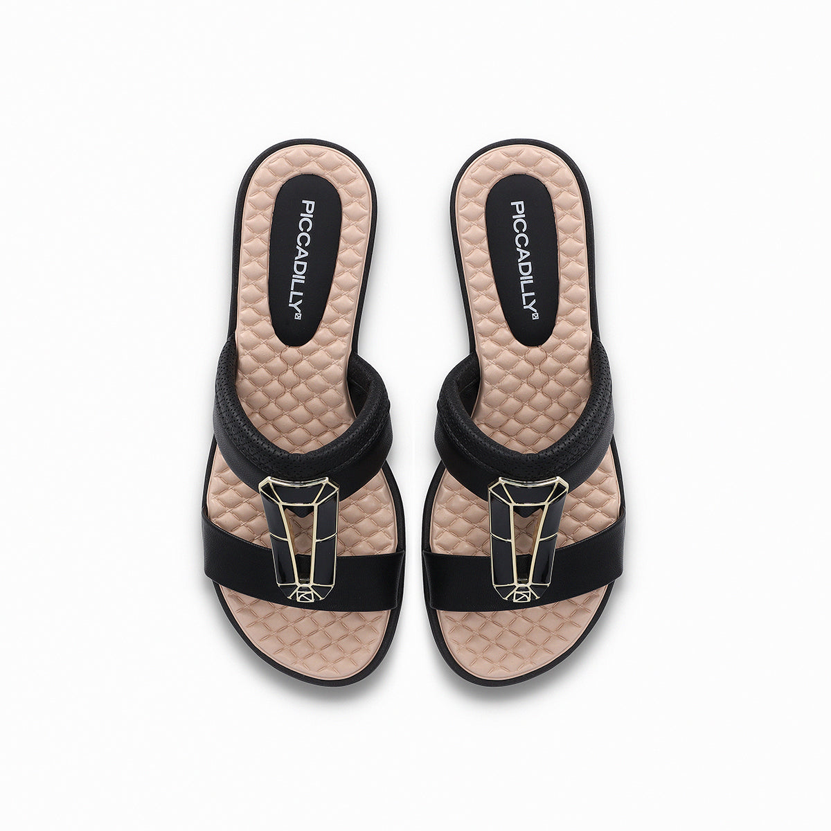 Sandalia Mujer Dorado/Negro Taila Piccadilly