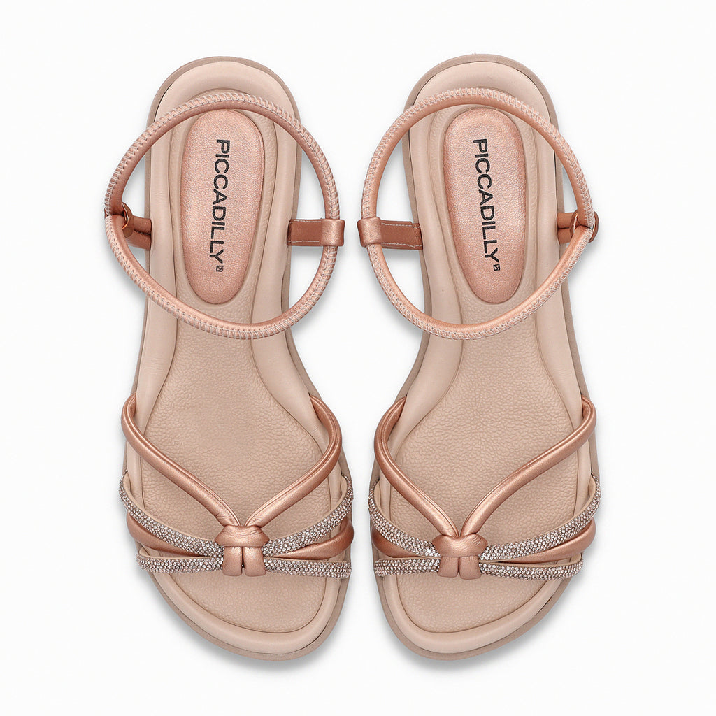 Sandalia Mujer Rosa Metalizado/Strass Taila Piccadilly