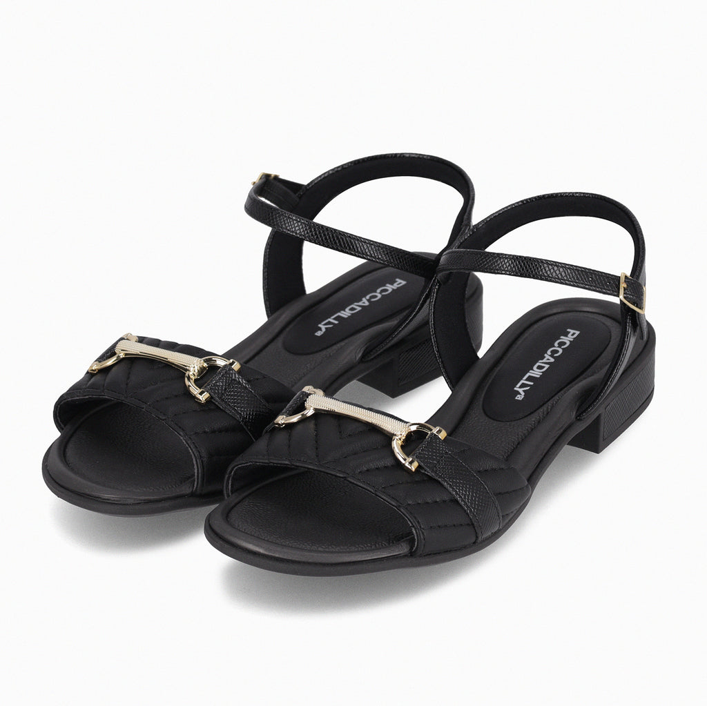 Sandalia Mujer Negro/Dorado Taila Piccadilly
