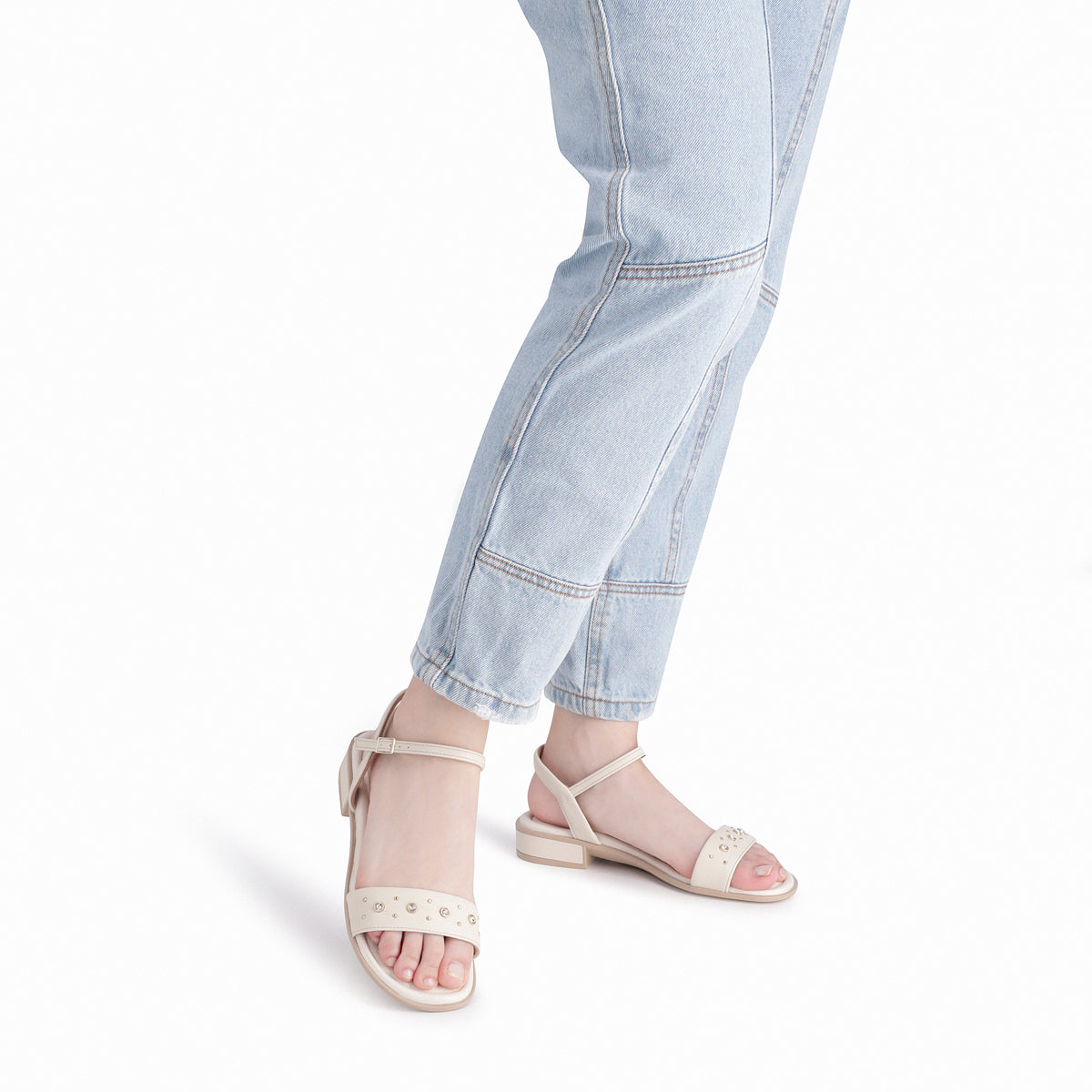 Sandalia Mujer Crema/Strass Taila 68 Piccadilly