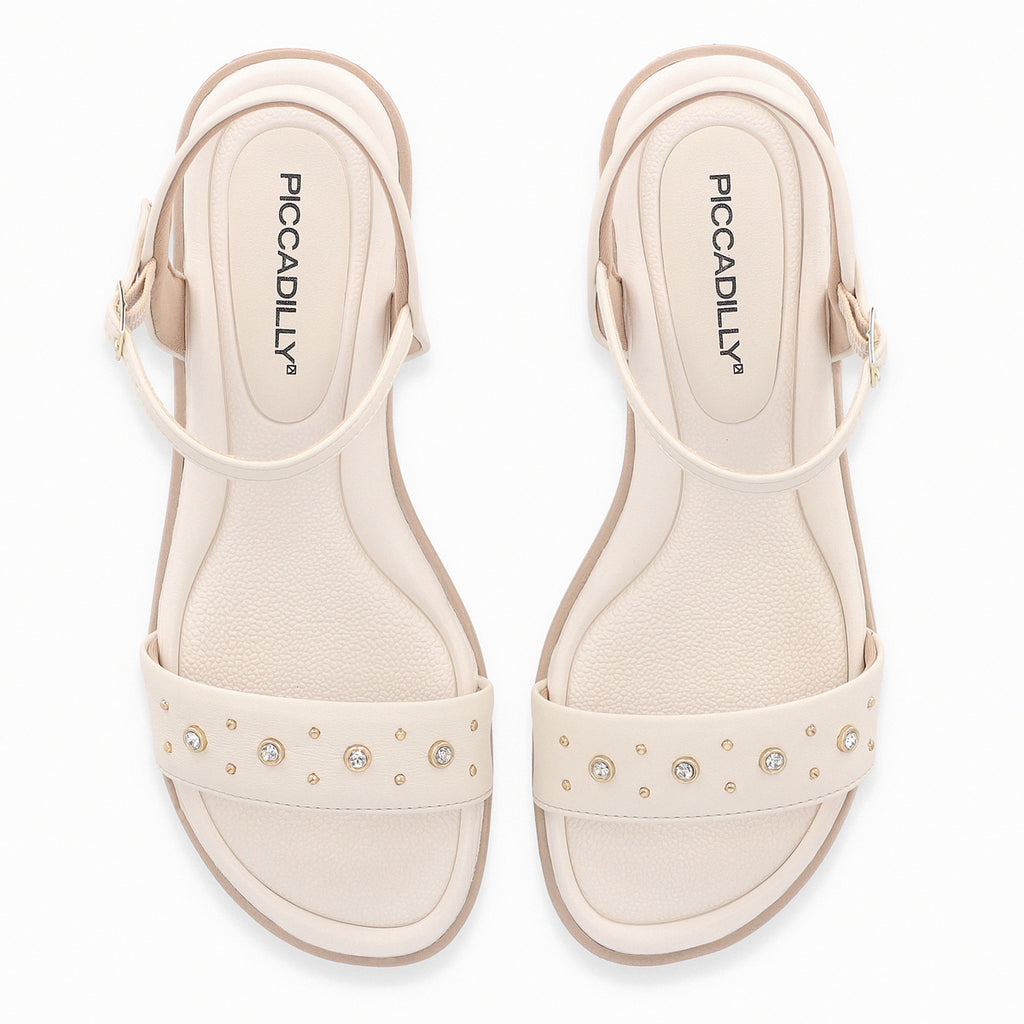 Sandalia Mujer Crema/Strass Taila 68 Piccadilly
