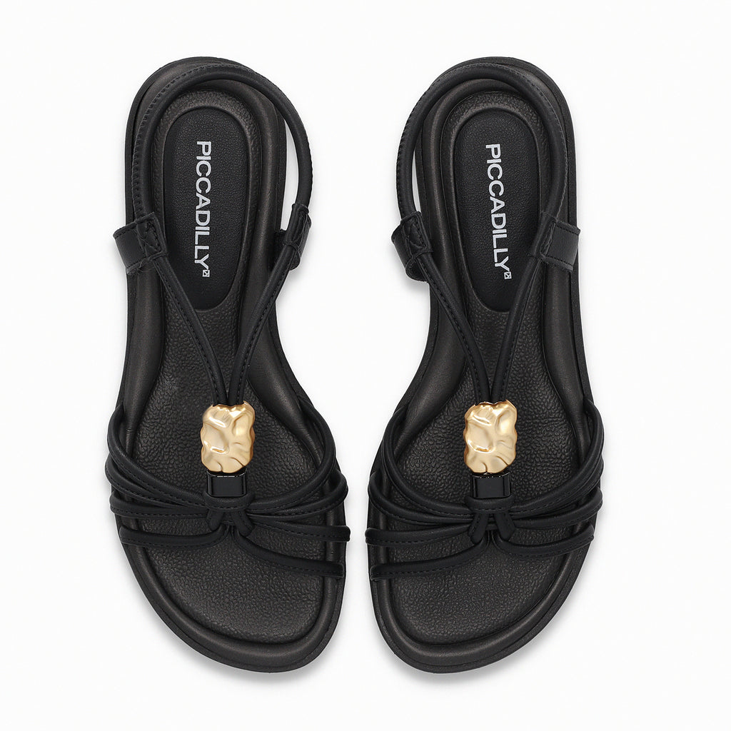 Sandalia Mujer Negro/Dorado Taila 87 Piccadilly