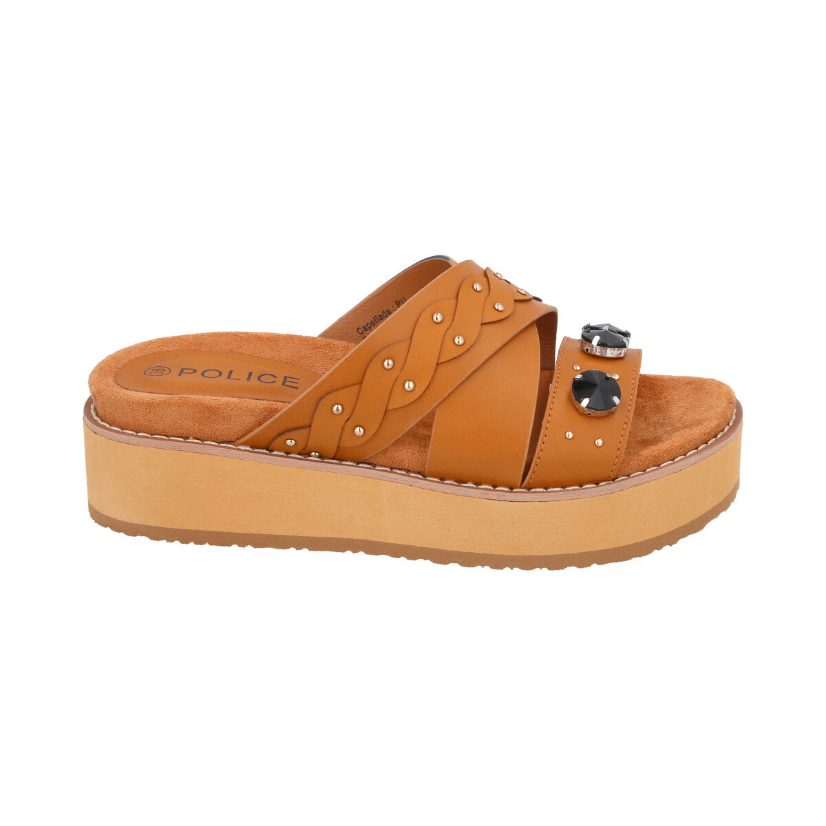 Sandalia Mujer Camel Plataforma Baltik Police