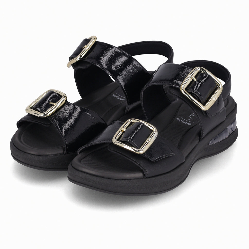 Sandalia Mujer Negro SoftStep Anabela Piccadilly