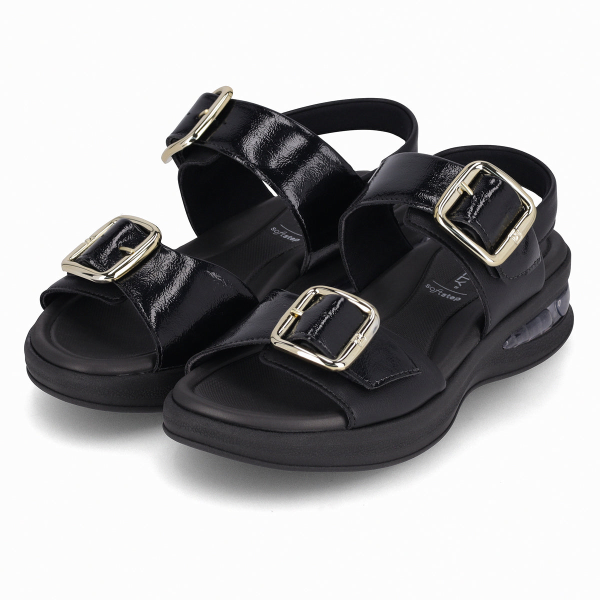 Sandalia Mujer Negro SoftStep Anabela Piccadilly