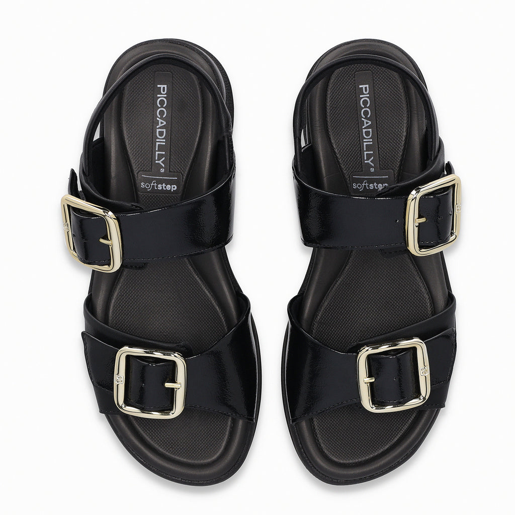Sandalia Mujer Negro SoftStep Anabela Piccadilly