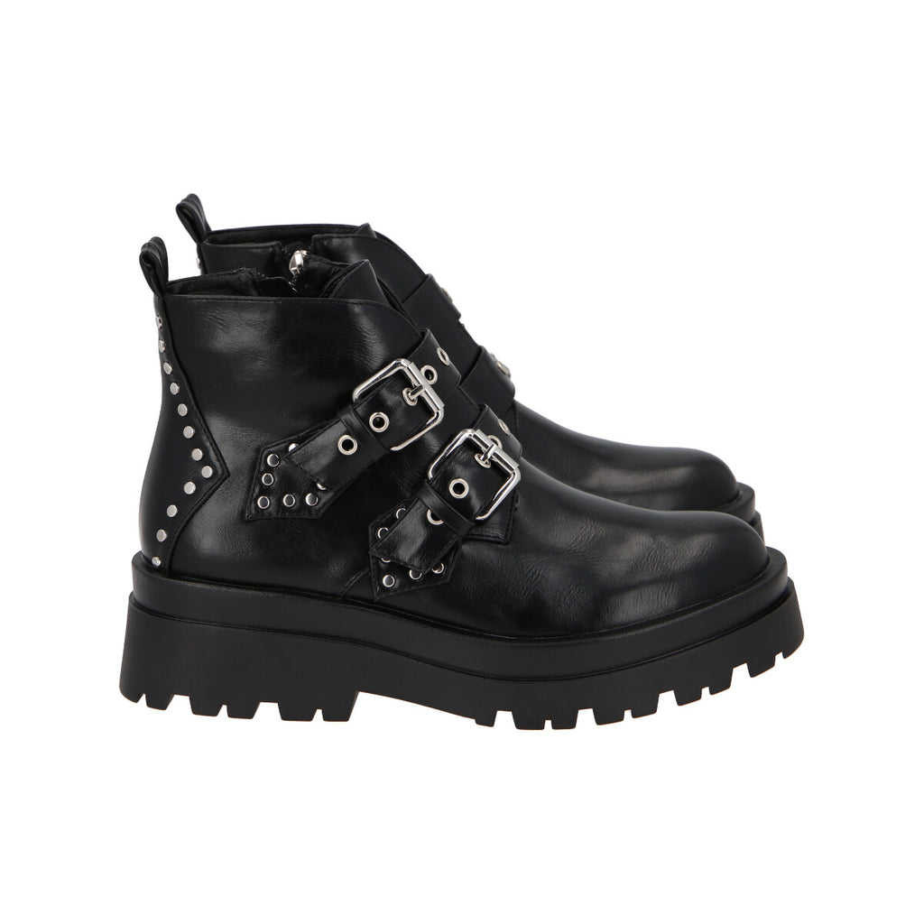 Botin Mujer Negro Snake/Hebilla Police