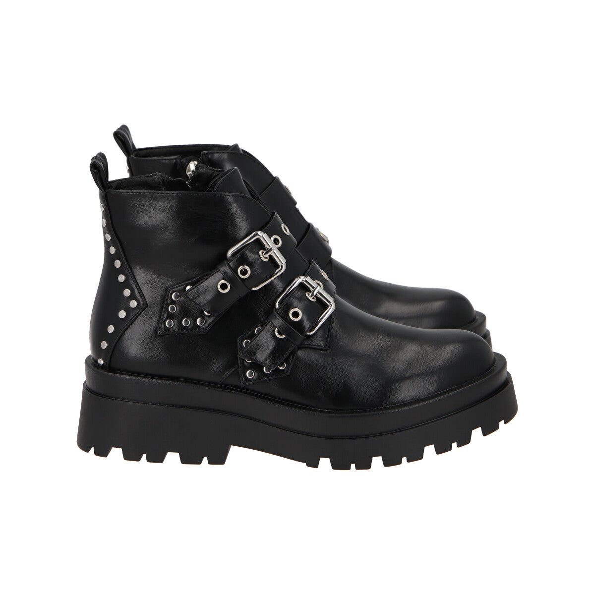 Botin Mujer Negro Snake/Hebilla Police