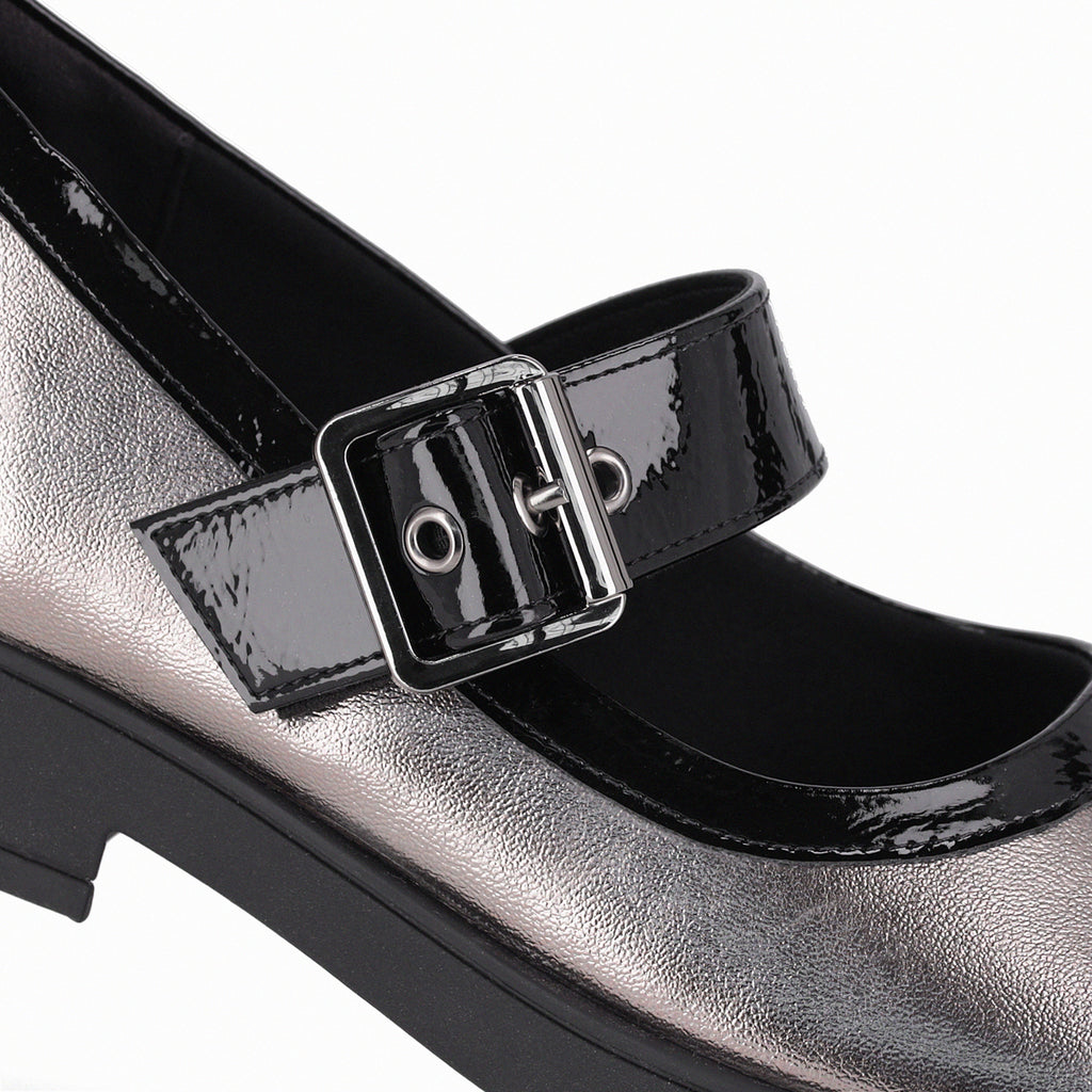 Zapato Mary Jane Mujer Peltre/Negro Francisca Piccadilly