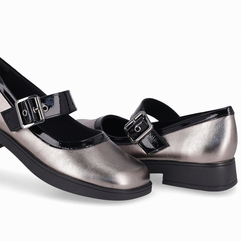 Zapato Mary Jane Mujer Peltre/Negro Francisca Piccadilly