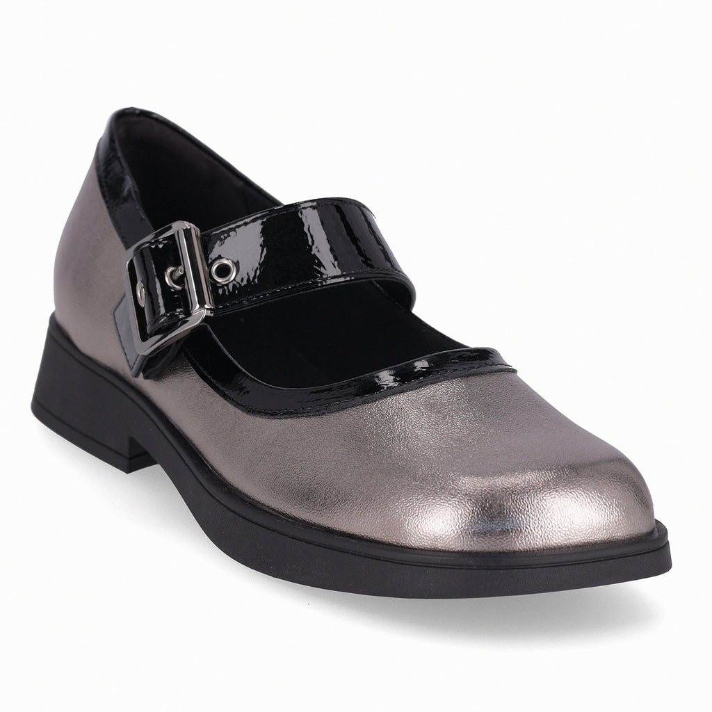 Zapato Mary Jane Mujer Peltre/Negro Francisca Piccadilly