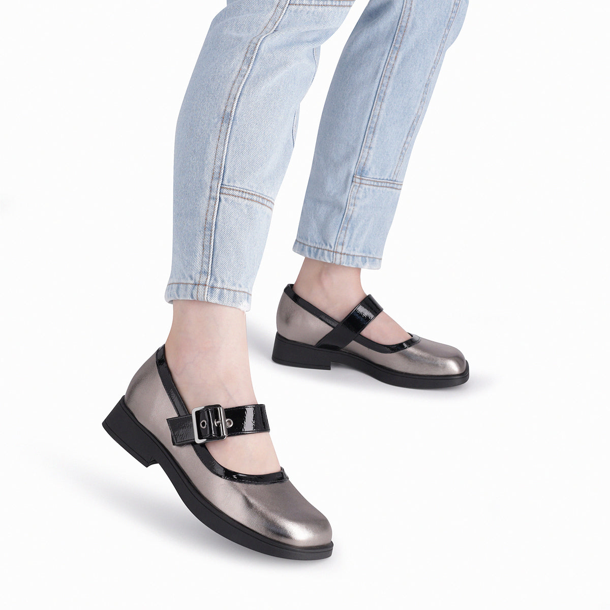 Zapato Mary Jane Mujer Peltre/Negro Francisca Piccadilly