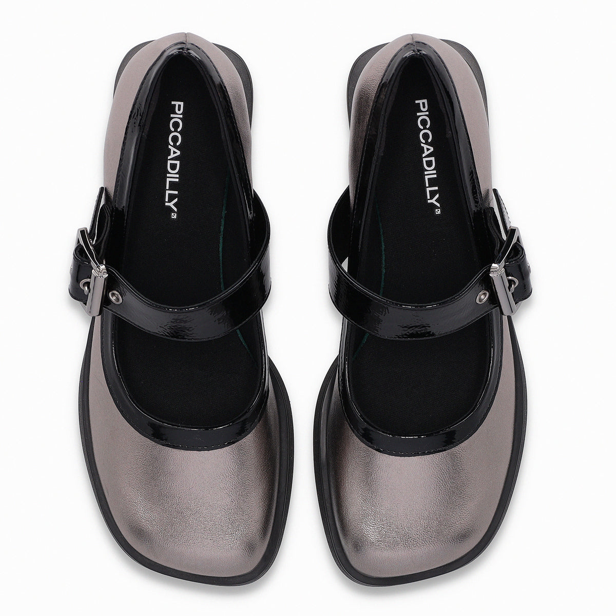 Zapato Mary Jane Mujer Peltre/Negro Francisca Piccadilly