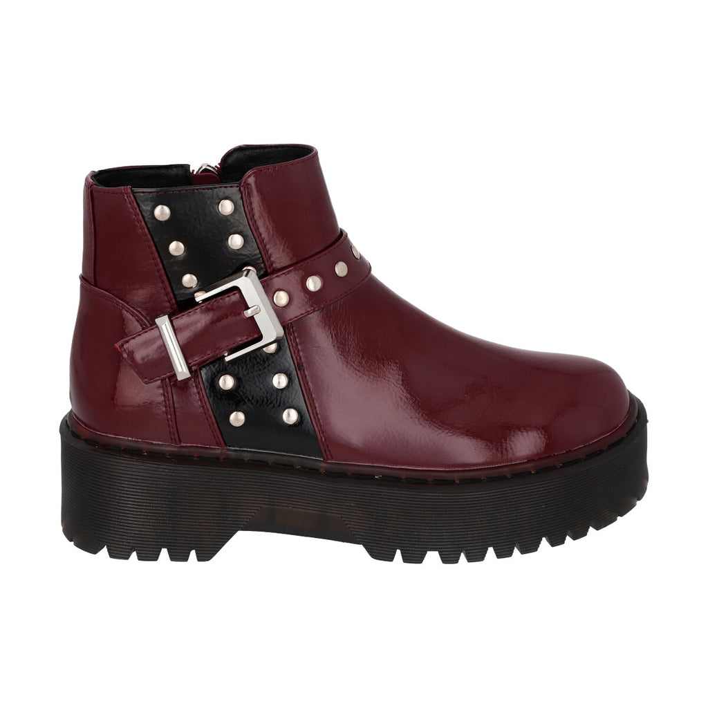 Botin Casual Mujer Burdeo Plataforma Rob 53 Police