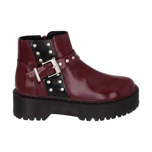 Botin Casual Mujer Burdeo Plataforma Rob 53 Police
