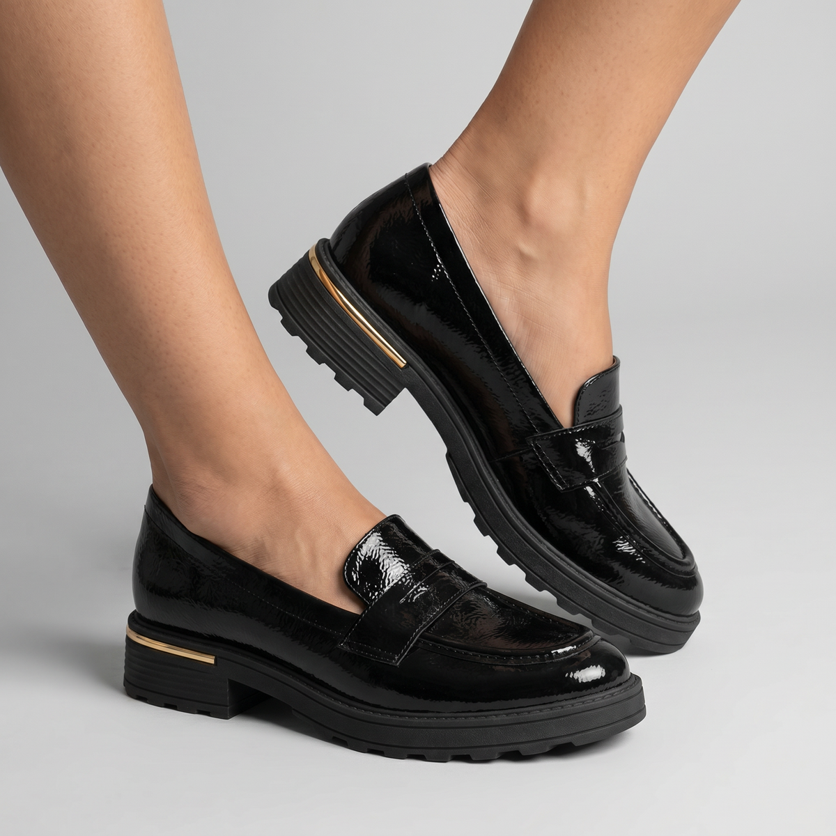 Mocasin Mujer Negro/Charol Gisa 75 Piccadilly