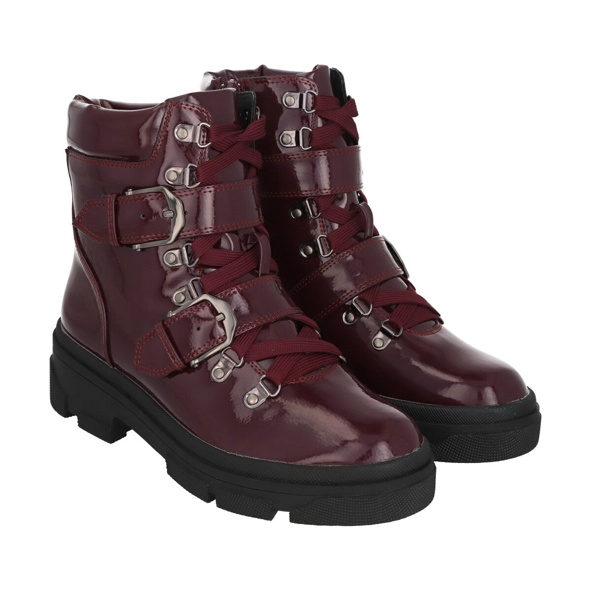Botin Mujer Burdeo Plataforma London Police