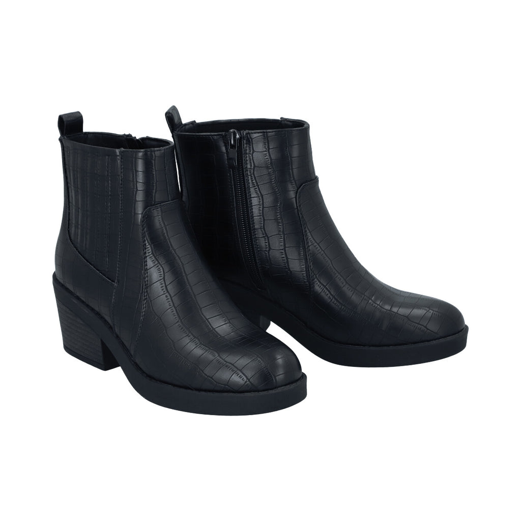 Botin Casual Mujer Negro Taco Medio Nani Police