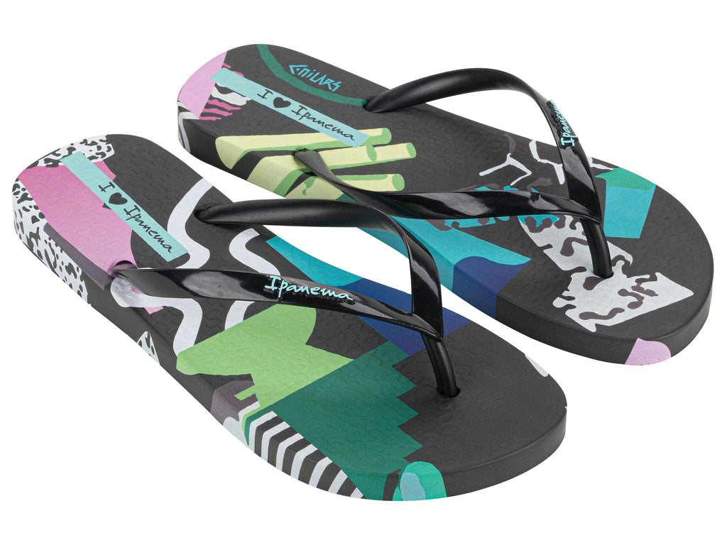 Sandalia Mujer Negro/Azul Graffiti Ipanema