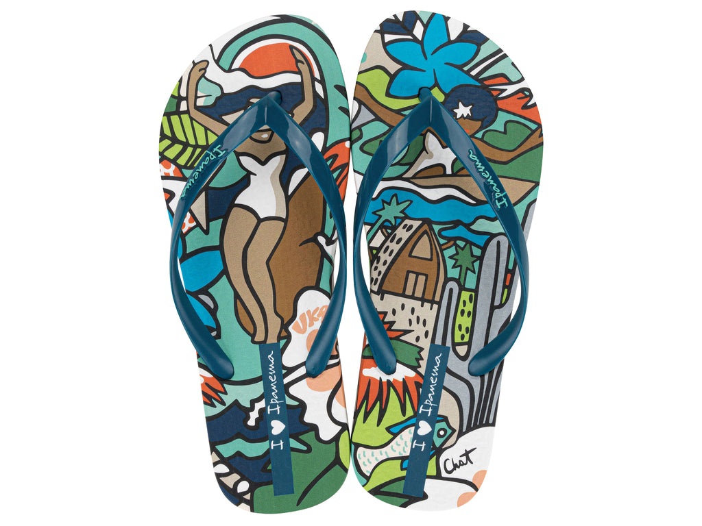 Sandalia Mujer Beige/Azul Graffiti Ipanema