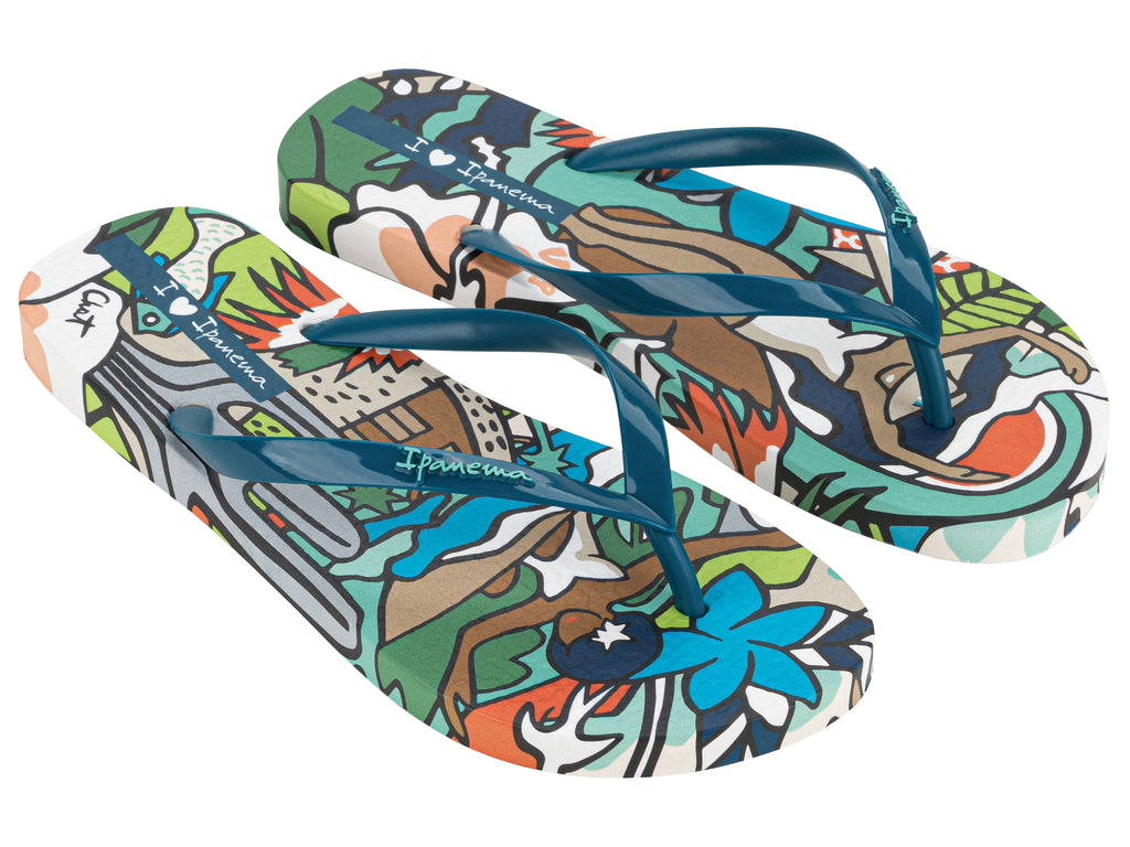 Sandalia Mujer Beige/Azul Graffiti Ipanema